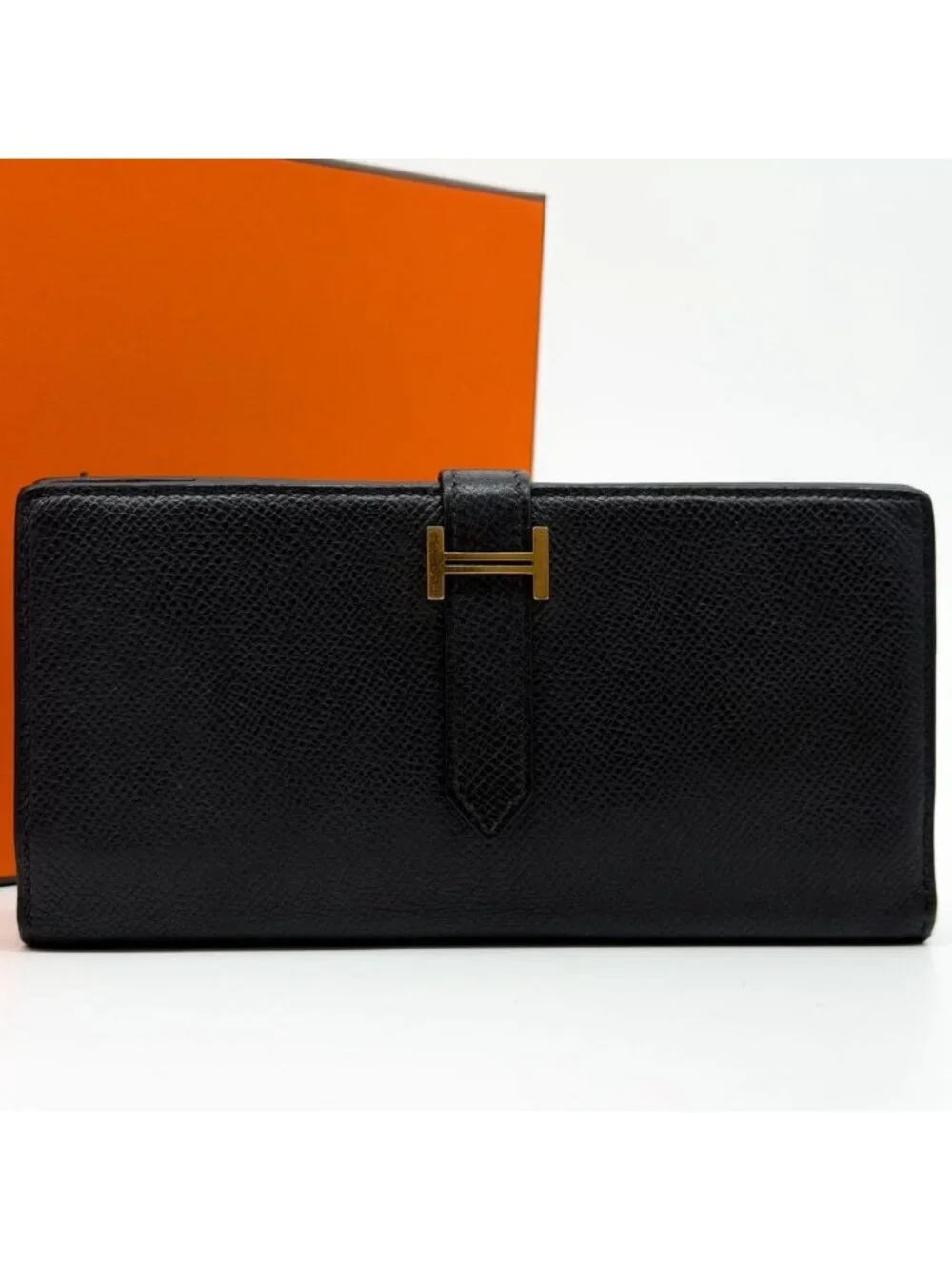 Hermes Bearn Souffle Veau Epsom Black Bifold Wallet